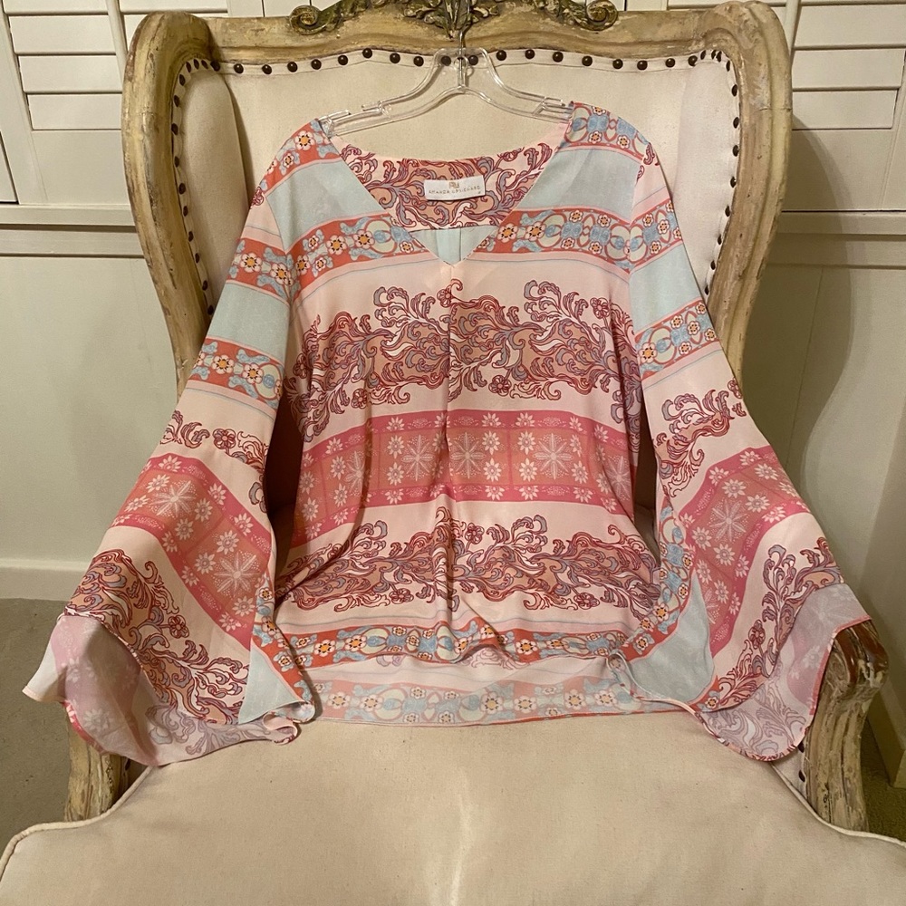 Amanda Uprichard multicolored bell-sleeves blouse